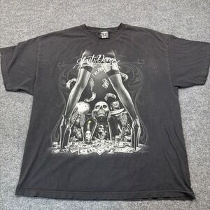 Vintage DGA Last Dance Shirt Mens 2XL Black Skeleton Stripper David Gonzales Art